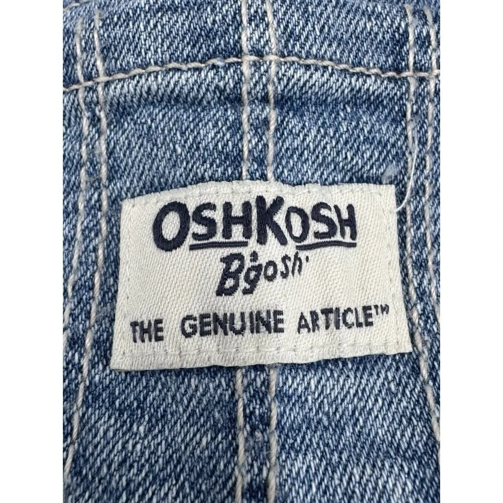 OshKosh B'gosh Baby Girl Denim Overall Dress Eyelet Skirt 6M